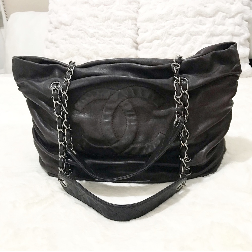 Chanel Lambskin Leather CC Large Tote